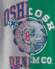 Boys 'Oshkosh Denim Co' French Terry Pullover Sweatshirt - Grey/Green