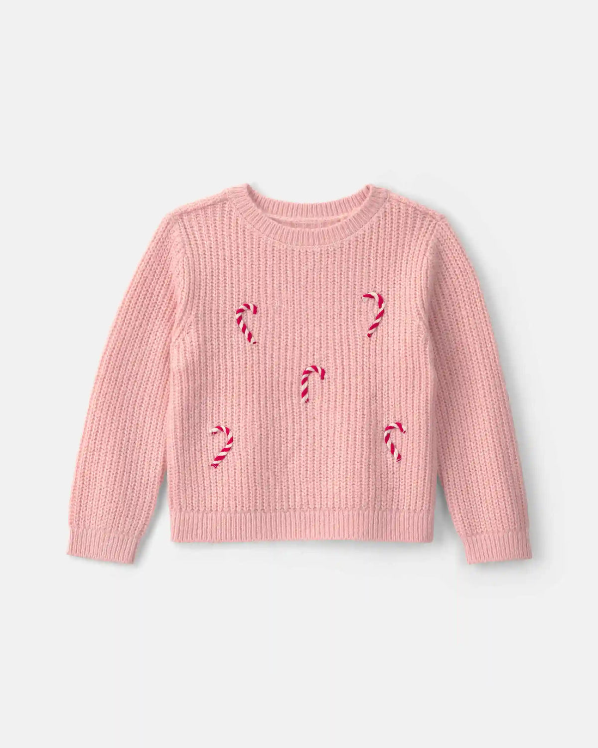 Toddler Girl Candy Cane Sweater - Pink