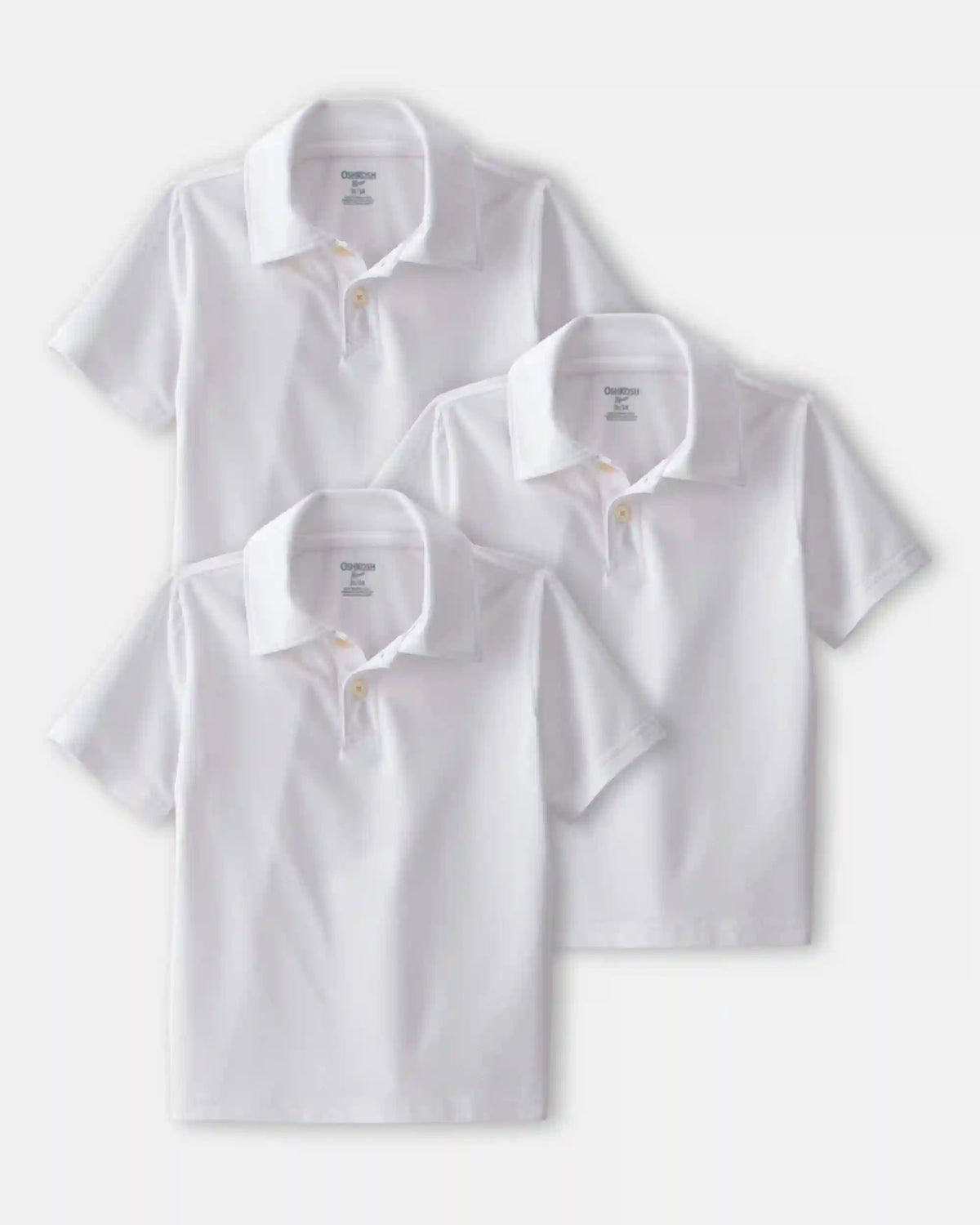 Toddler Boy 3-Pack Uniform Active Polo Shirts - White
