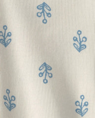 Baby Girl Floral Ribbed Tee - Ivory