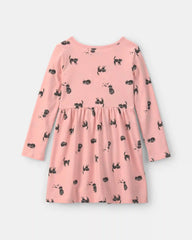 Girls Halloween Cat Long-Sleeve Dress - Pink