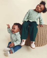 Baby Boy 2-Piece Plaid Flannel Long-Sleeve Top & Pant Set - Green/Indigo
