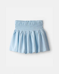 Girls French Terry Smocked Skort - Blue