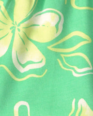 Girls Floral French Terry Shorts - Green