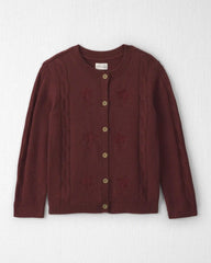 Girls Organic Cotton Sweater Knit Embroidered Cardigan