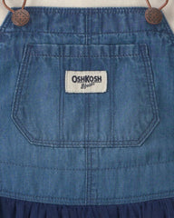 Toddler Girl 2-Piece Chambray Skirtall Set - Blue/Ivory