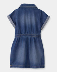 Toddler Girl Denim Button-Up Dress - Dark Wash