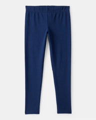 Girls Cotton Stretch Leggings - Navy