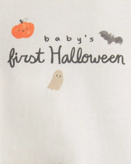 Baby 2-Piece 'Baby's First Halloween' Long-Sleeve Bodysuit & Pant Set - Orange/Cream