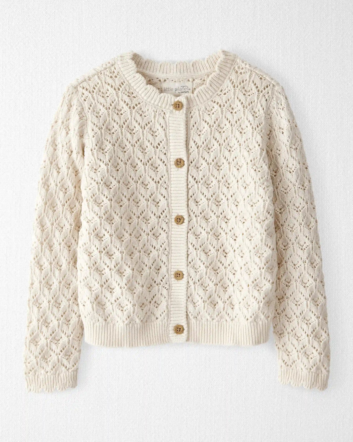 Toddler Girl Organic Cotton Pointelle Sweater Knit Cardigan