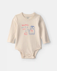 Baby Girl 'Grandma's Cup Of Tea' Long-Sleeve Graphic Bodysuit - Cream
