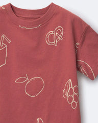 Toddler Relaxed Tee in Snack Print - Red