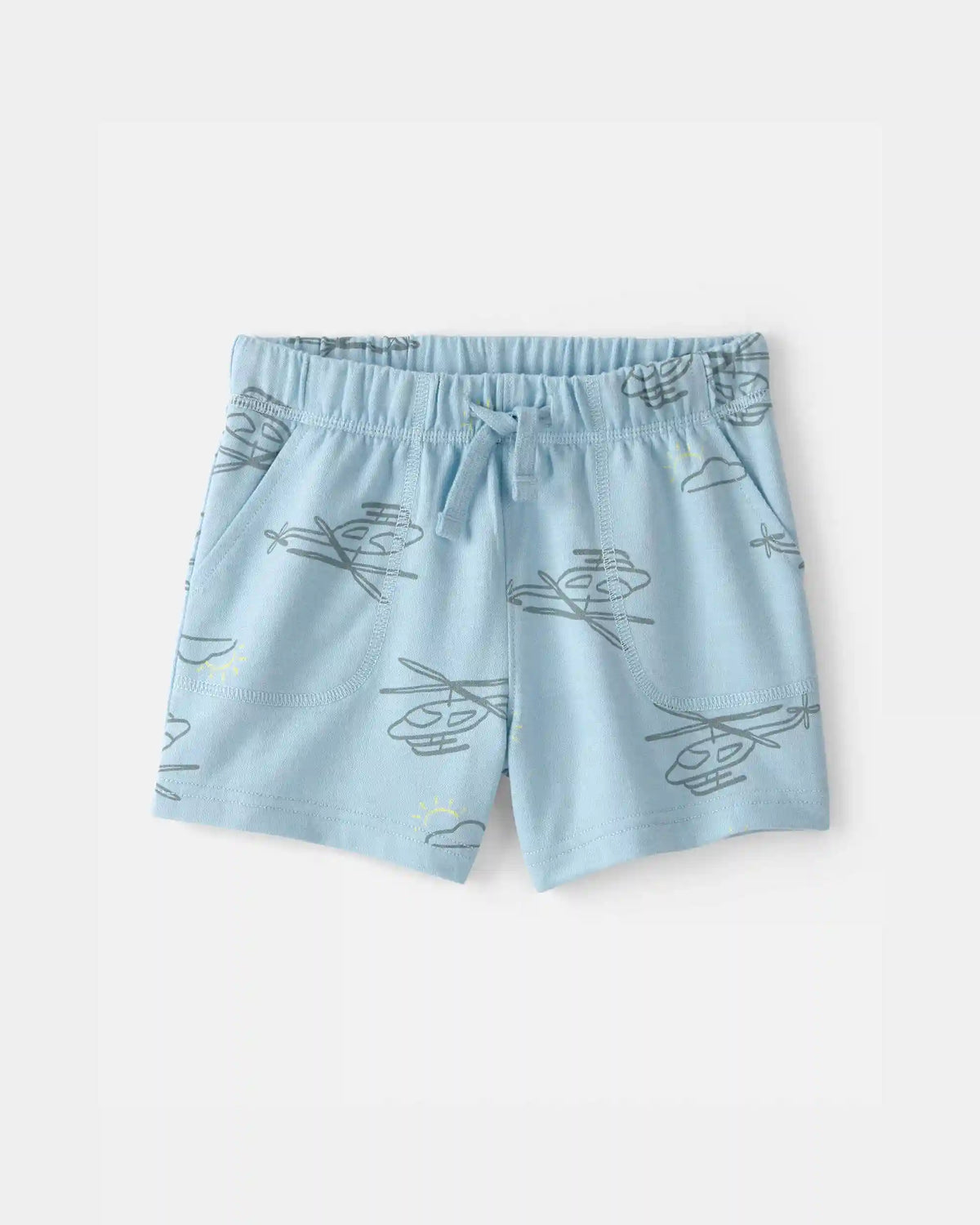 Toddler Boy Helicopter French Terry Shorts - Blue