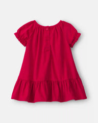 Baby Girl Corduroy Short-Sleeve Dress - Red