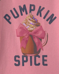 Girls 'Pumpkin Spice' Graphic Tee - Pink/Blue