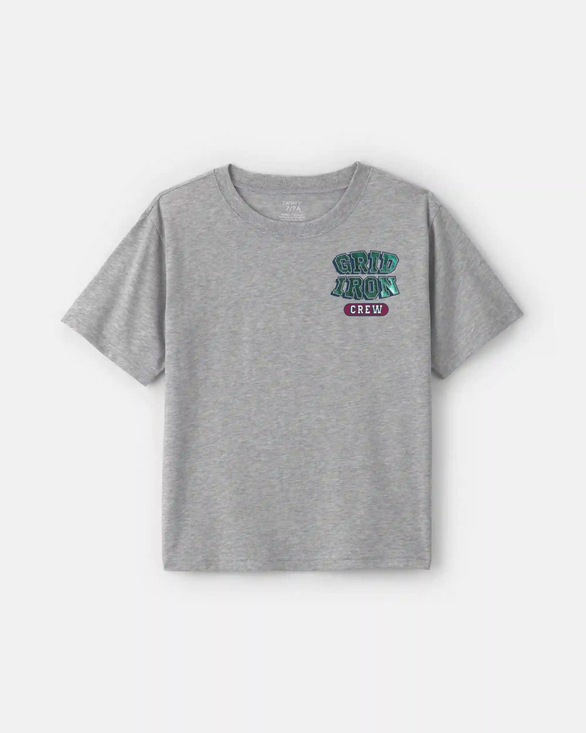 Boys 'Grid Iron Crew' Graphic Tee - Grey