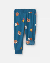 Toddler Boy 2-Piece 'S'More Fun' Fleece Snug Fit Pajama Set - Blue