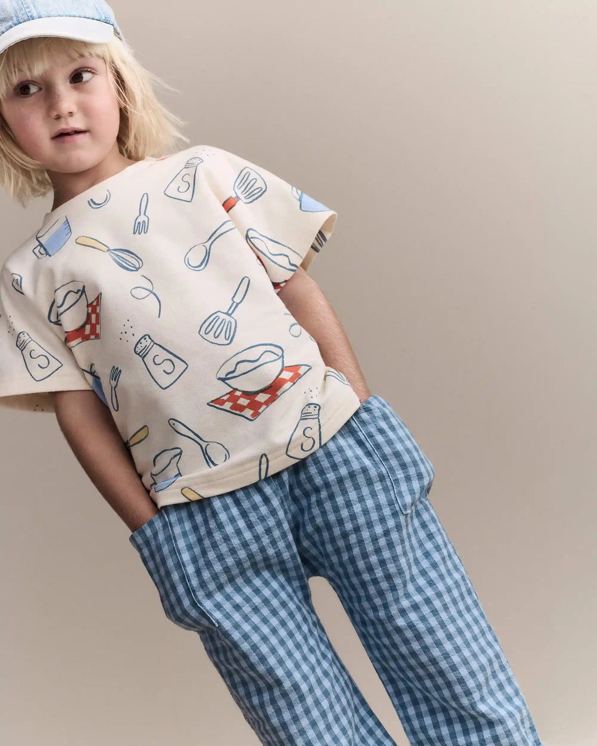 Toddler Dolman Tee in Baking Print - Cream