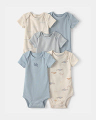 Baby Boy 7-Piece Bodysuits & Shorts Set - Blue/Ivory