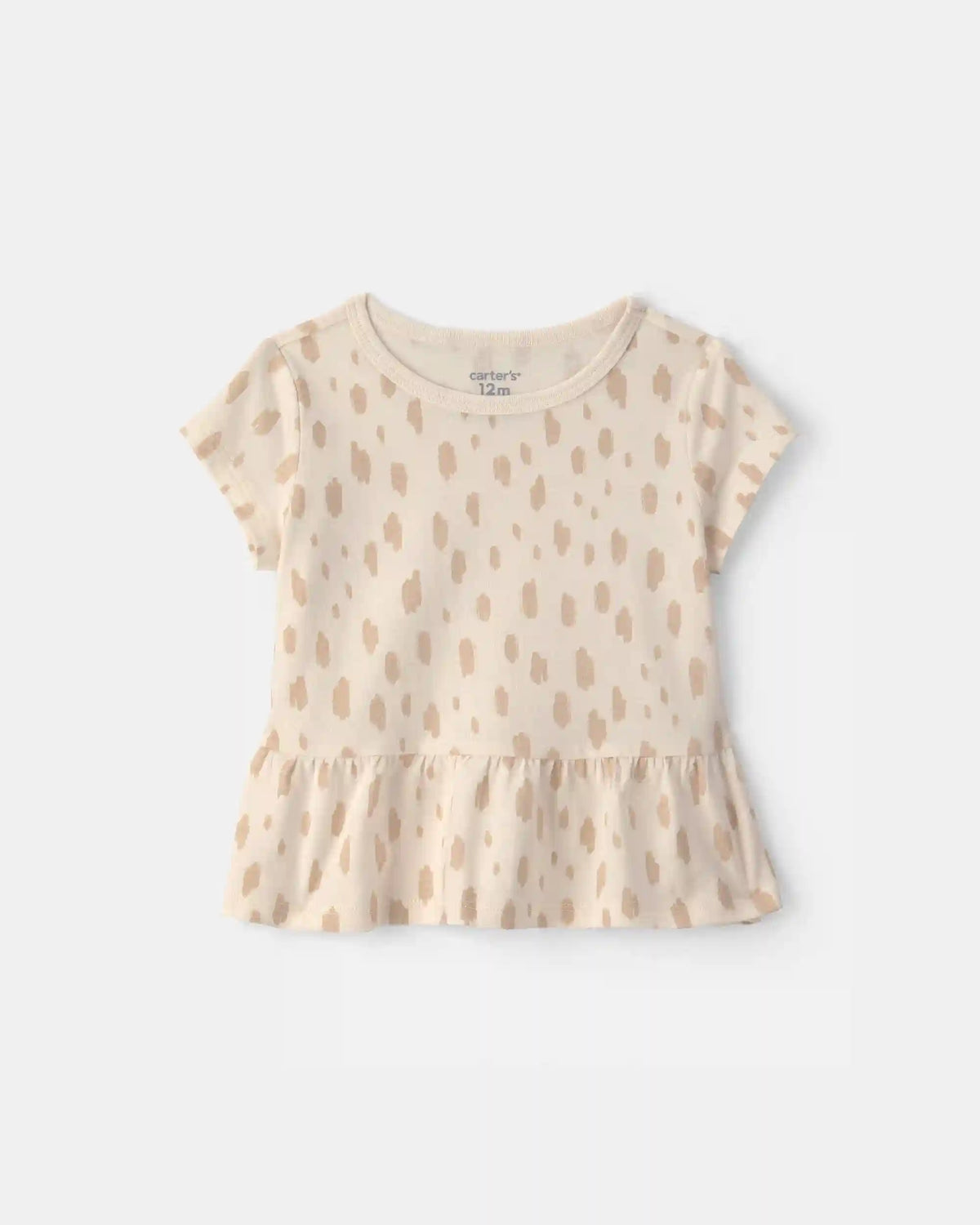 Baby Girl Dot Relaxed Peplum Top - Cream
