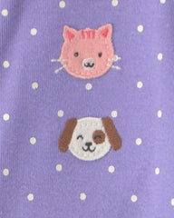 Toddler Girl 1-Piece Pets 100% Cotton Snug Fit Footed Pajama - Purple