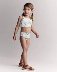 Toddler Girl Tankini in Floral Print - Light Green