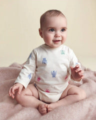 Baby Girl Monster Long-Sleeve Graphic Bodysuit - Cream