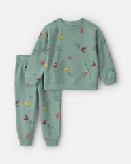 Baby Boy 2-Piece Dinosaur French Terry Sweatshirt & Pant Set - Green