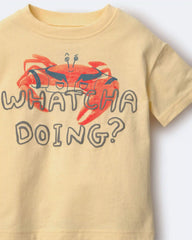 Toddler 'Whatcha Doing?' Relaxed Graphic Tee in Crab Print - Yellow
