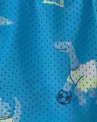 Baby Boy Dinosaur Soccer Mesh Shorts - Blue