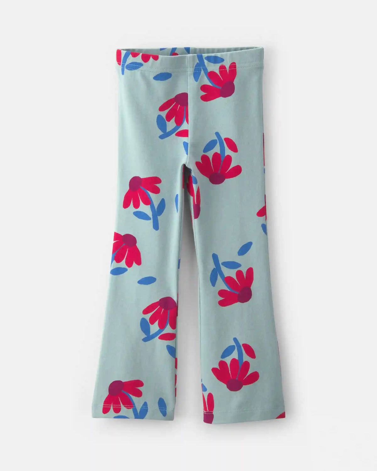 Toddler Girl Floral Pull-On Stretch Flare Leggings - Blue/Red