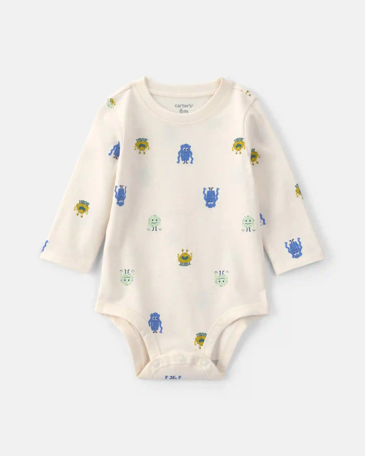 Baby Boy Monster Long-Sleeve Graphic Bodysuit - Cream