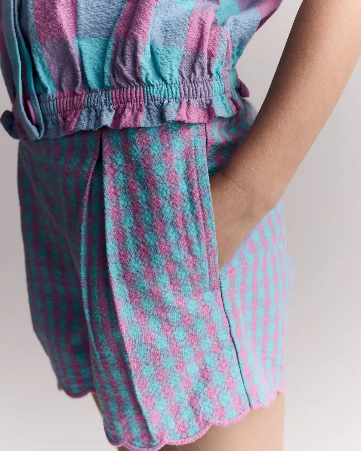 Toddler Girl Scalloped Gingham Shorts - Blue/Purple