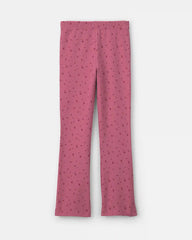 Girls Heart Cotton Pull-On Stretch Flare Leggings - Pink