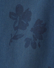 Girls Floral Denim Straight Jeans - Medium Wash