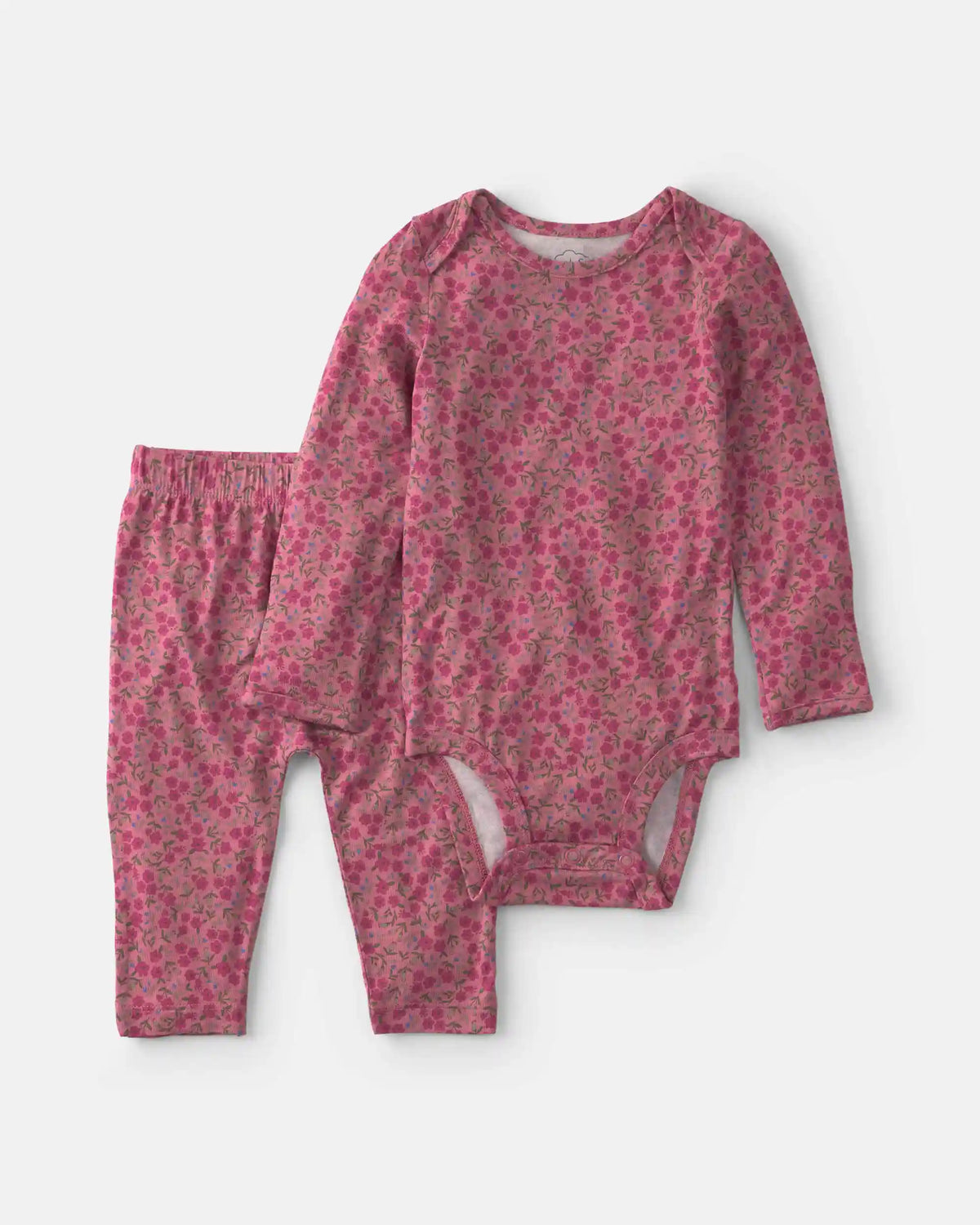 Baby Girl 2-Piece Floral PurelySoft™ Long-Sleeve Bodysuit & Pant Set - Pink