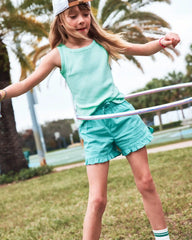 Girls Ruffle-Trim Shorts - Green