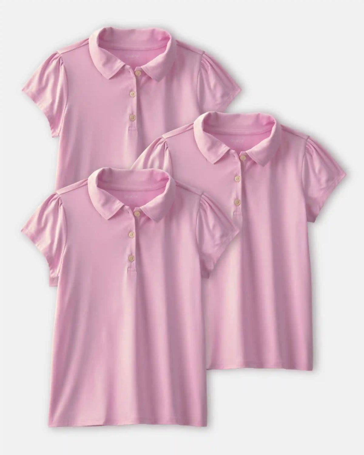 Girls 3-Pack Uniform Polo Shirts - Pink