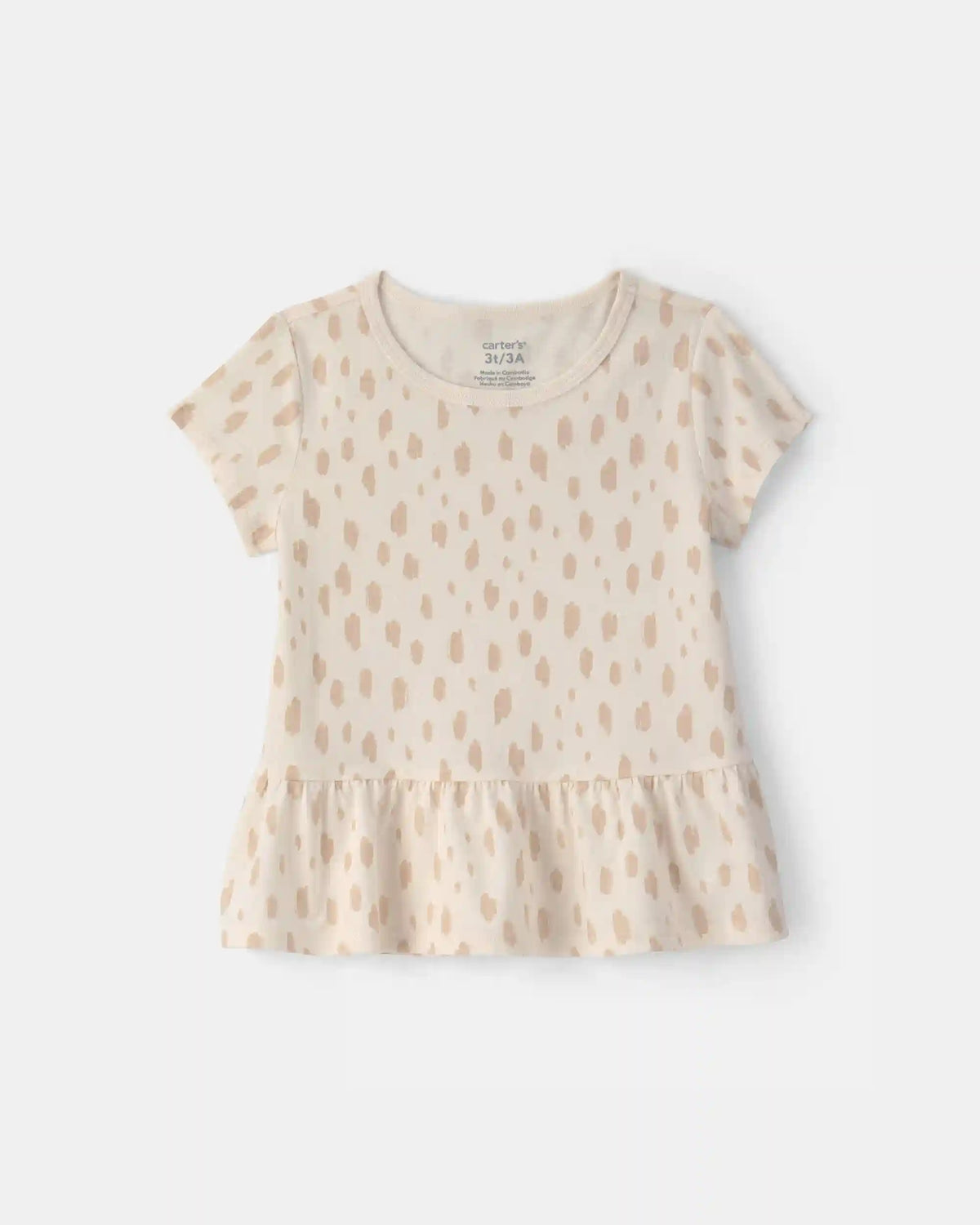 Toddler Girl Dot Relaxed Peplum Top - Cream