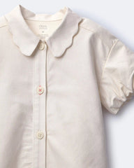 Toddler Girl Scalloped Collar Top - Cream