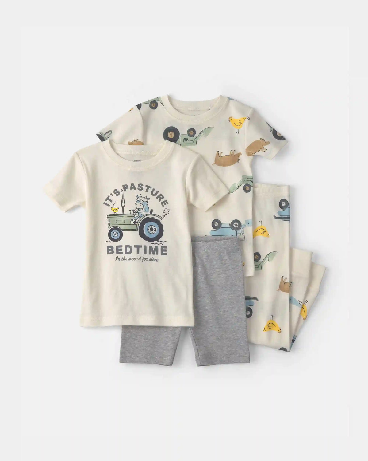 Baby Boy Farm 4-Piece Pajama Set - Ivory