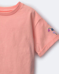 Toddler Girl Rolled Cuff Tee - Light Pink
