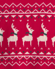 Boys Reindeer Fair Isle Sweater - Red