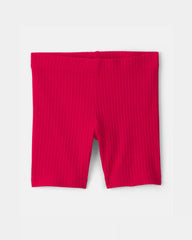 Toddler Girl Rib Bike Shorts - Red