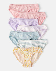 Girls 7-Pack Heart Floral Bikini Underwear - Blue/Purple