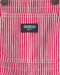 Toddler Boy Hickory Stripe Overalls - Red/White