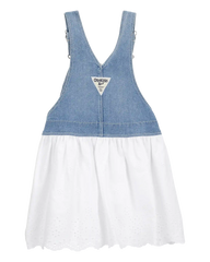 Baby Stretch Denim Eyelet Jumper Dress