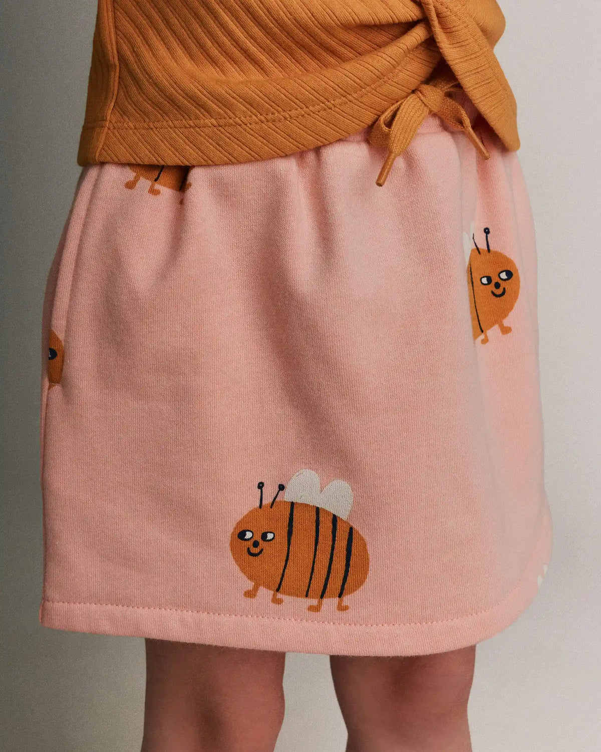 Toddler Girl Pull-On Skirt with Pockets in Bee Print - Light Pink