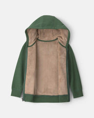 Boys Fleece Zip-Up Hoodie - Olive Green