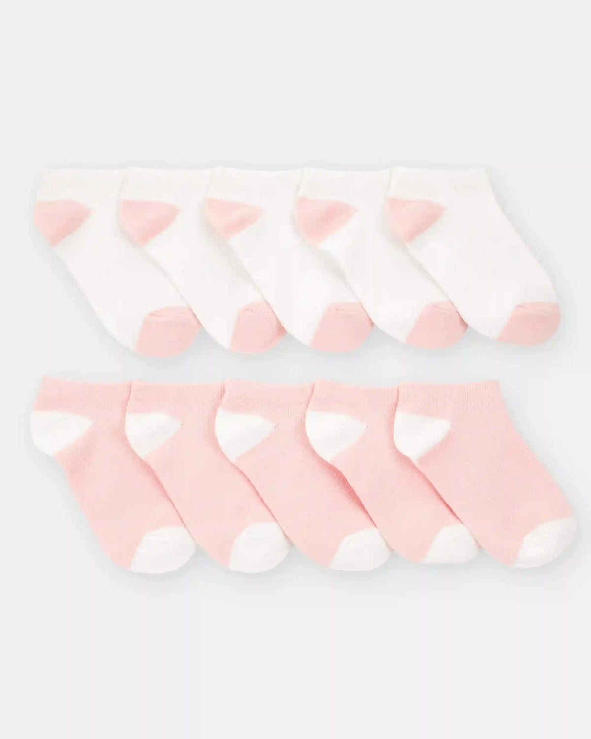 Girls 10-Pack No Show Socks - Pink/White
